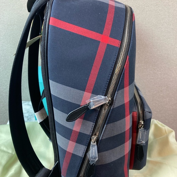 NWT Burberry Navy Grey IP Check Jeff Men’s Canvas Backpack - $1350 Retail - Picture 4 of 9